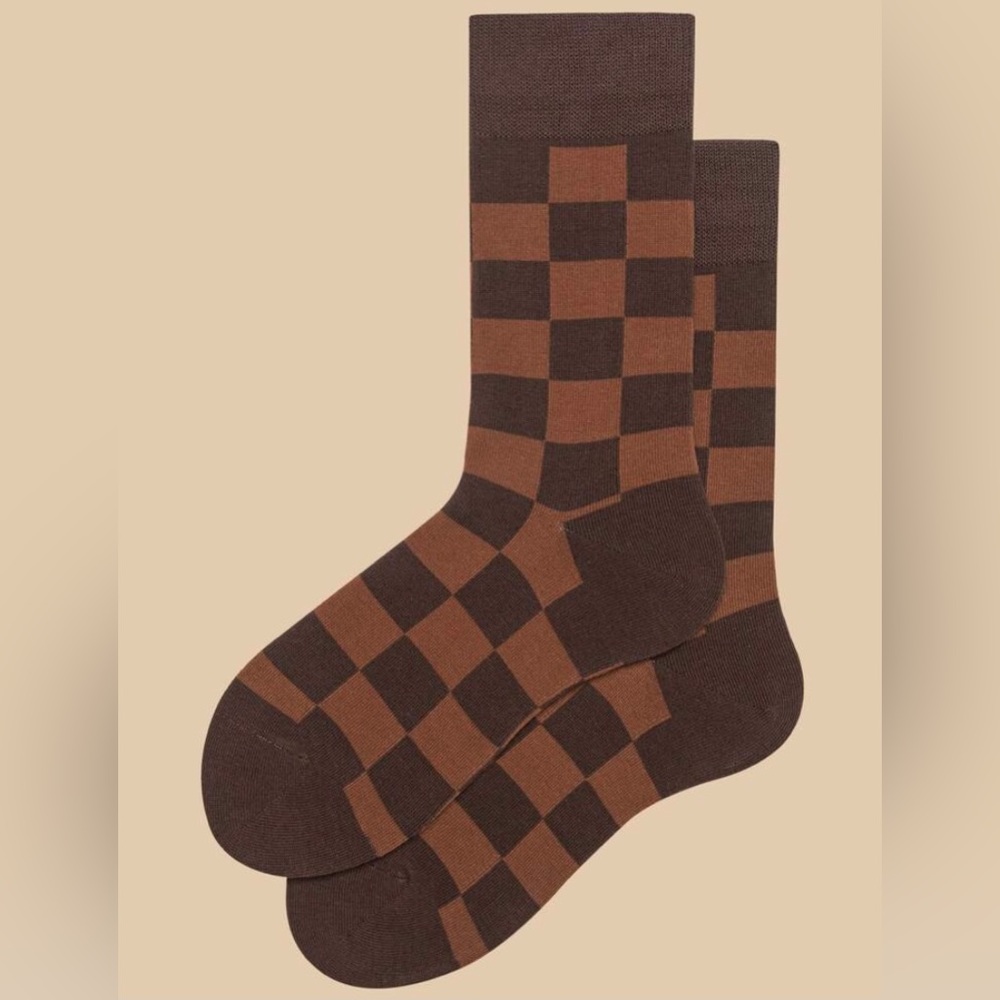 Brown Checkered Socks